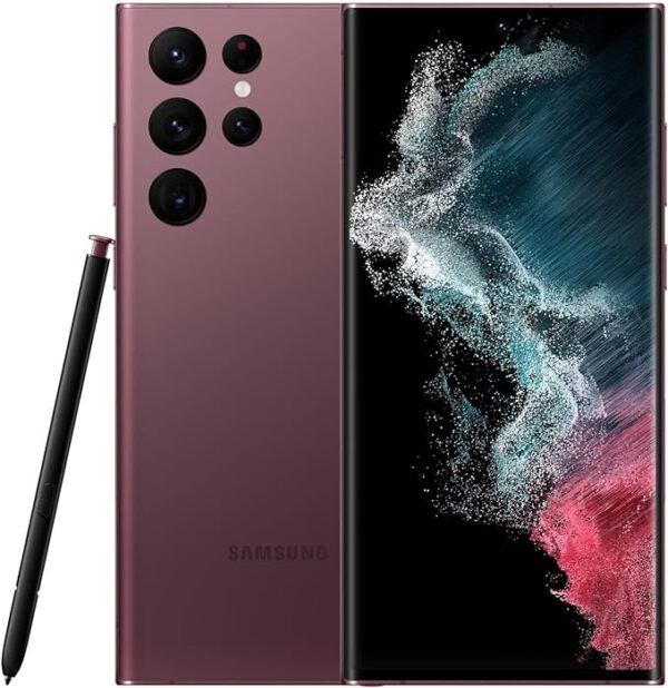 Samsung Galaxy S22 Ultra 5G Factory Unlocked Android Smartphone, 128GB, US Version, Burgundy (Renewed)